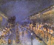 Camille Pissarro The Boulevard Montmartre at Night oil painting reproduction